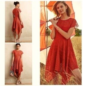 Anthropologie Maeve Prima Lace Boho Handkerchief Hem Dress, Size 16